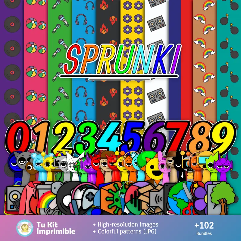 Sprunki Patterns and Textures - Scrapbook and Party Kits