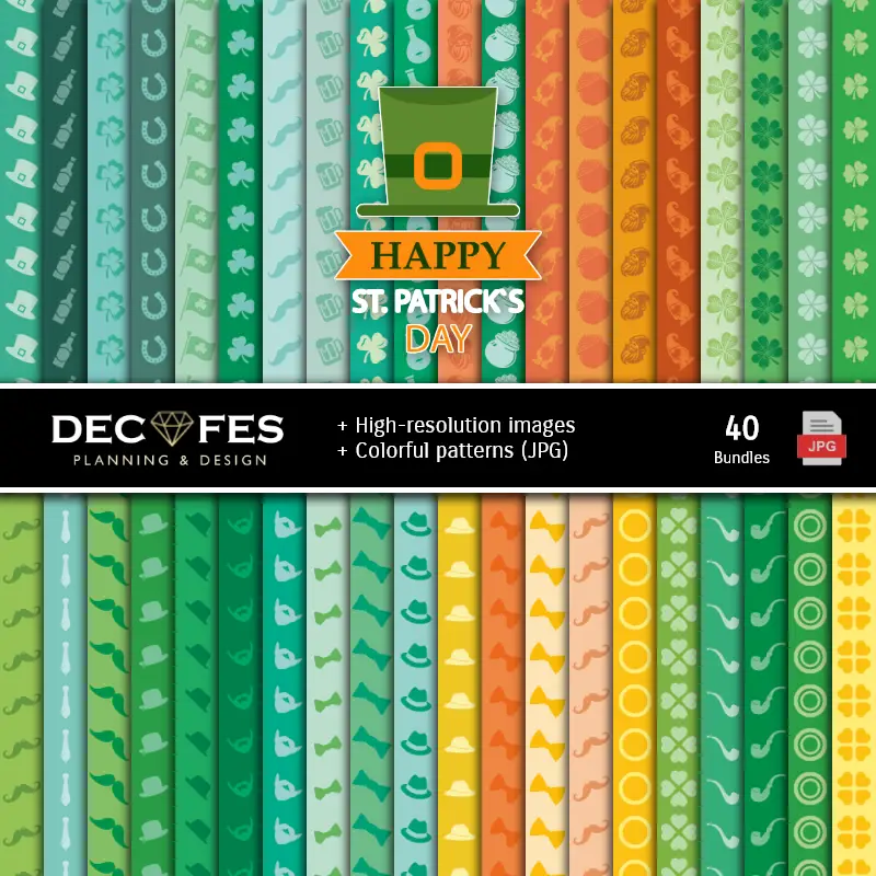 Fondos | St. Patrick's Day Digital Paper Set - Fondazioni per Festival e Scrapbooking