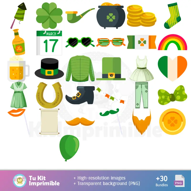 Números Temáticos | St. Patrick's Day Patterns and Textures - Scrapbook and Party Kits