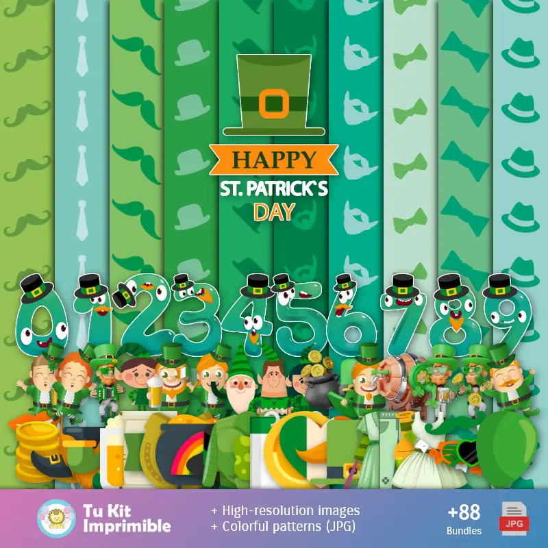 Accesorios | St. Patrick's Day Patterns and Textures - Scrapbook and Party Kits