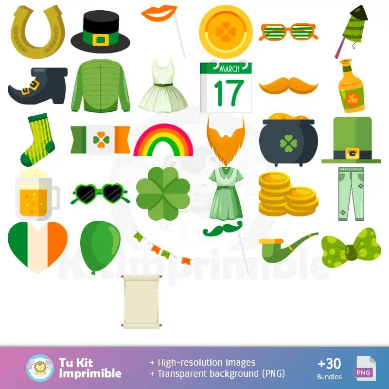 Accesorios | St. Patrick's Day Patterns and Textures - Scrapbook and Party Kits
