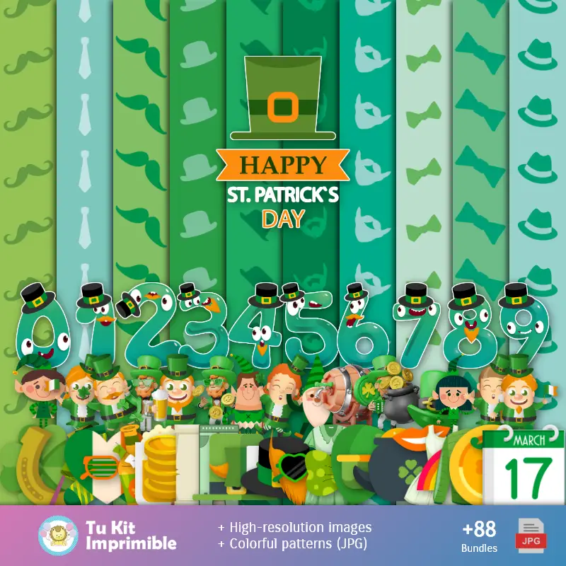 St. Patrick's Day Patterns and Textures - Scrapbook and Party Kits