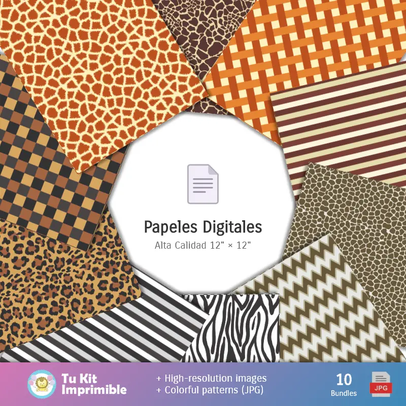 Fondos | Padrões e Texturas Animal Print Safari - Kits de Scrapbook e Festas