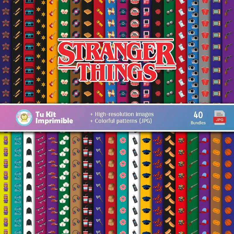 Stranger Things Ensemble de papier numérique - Fondations et scrapbooking