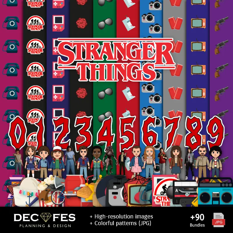 Papel Digital Stranger Things - Imprimibles para Scrapbook e DIY