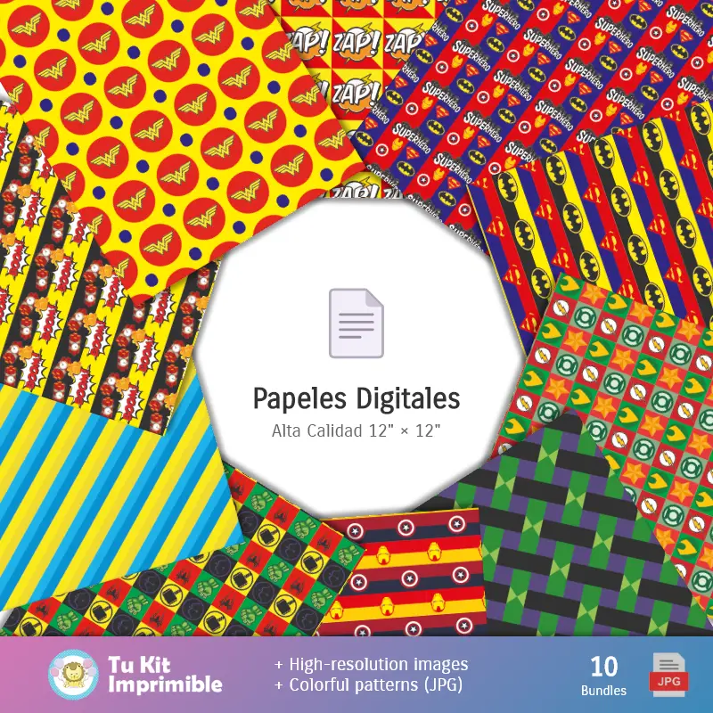 Collages | Super Heroes carta da parati - Carte decorative digitali