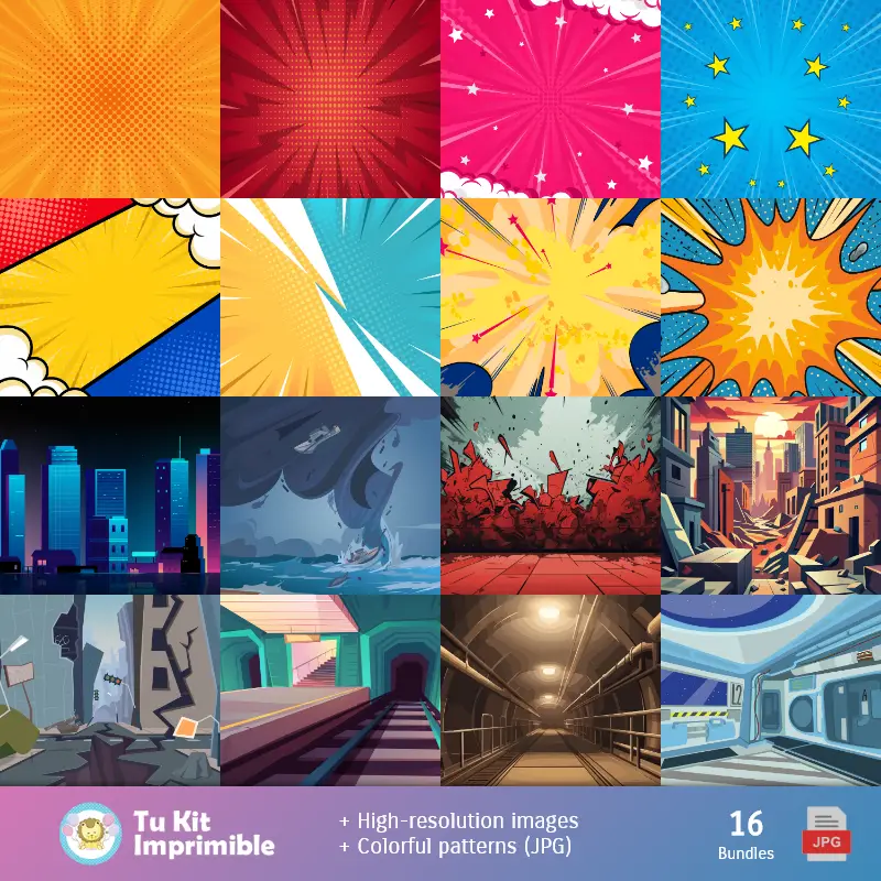 Fondos | Padrões e Texturas Super Heróis - Kits de Scrapbook e Festas