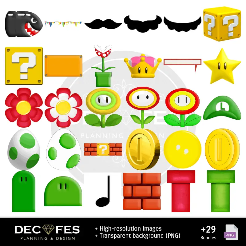 Accesorios | Papel Digital Super Mario Bros - Imprimíveis para Scrapbook e DIY