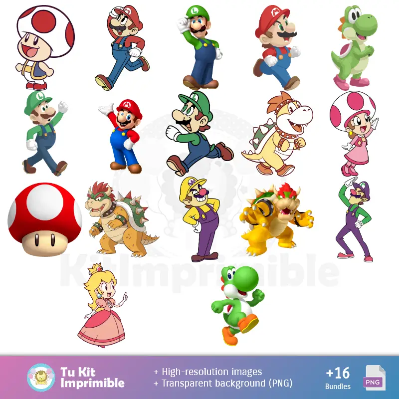 Personajes | Super Mario Bros- Papiers de décoration numérique