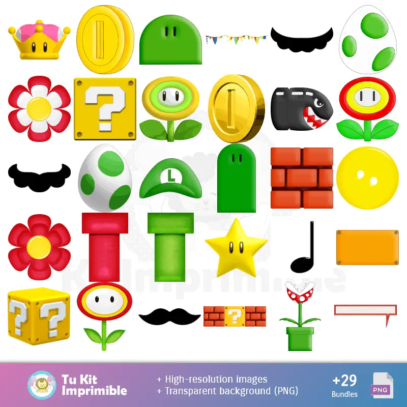 Accesorios | Super Mario Modèles et textures Bros - Scrapbook et kits de fête
