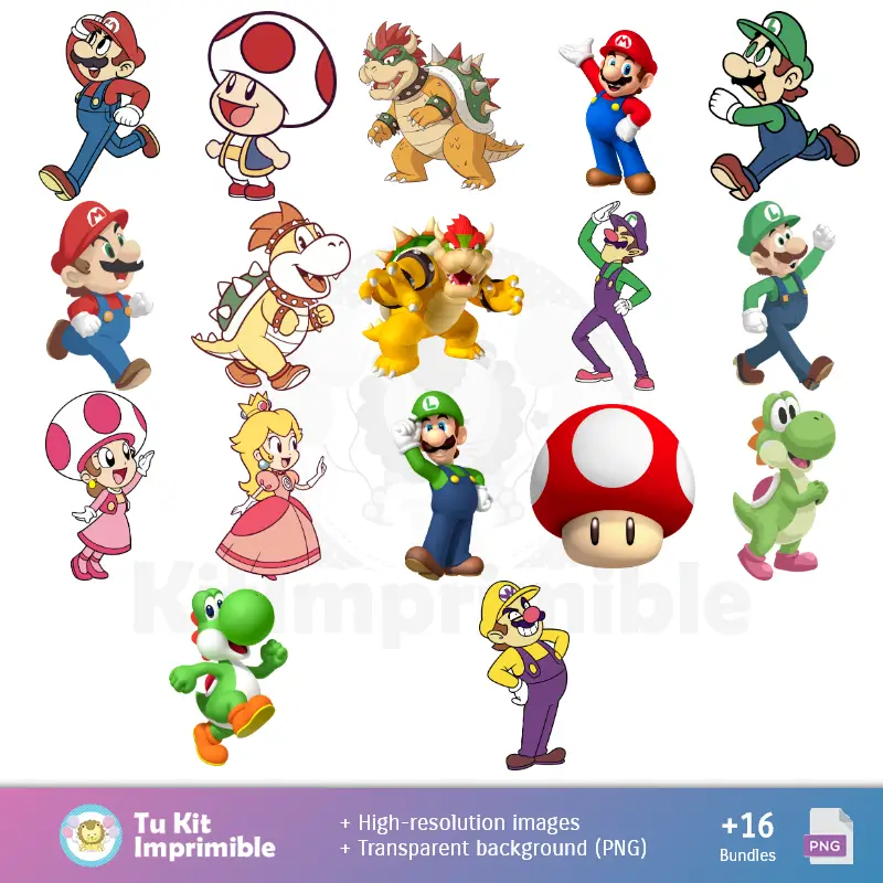 Super Mario Modèles et textures Bros - Scrapbook et kits de fête