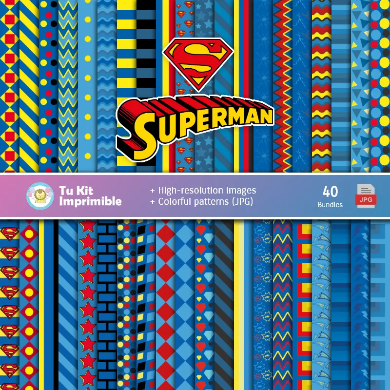 Superman Digital Paper Set - Festivals und Scrapbooking