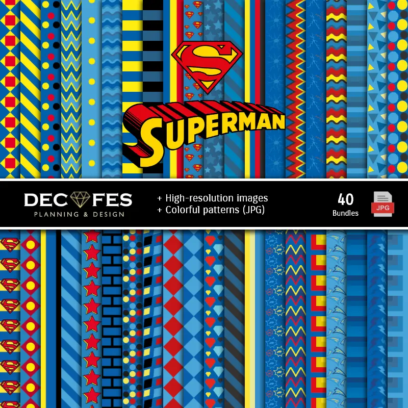 Fondos | Superman Digital Paper Set - Festival e Scrapbooking