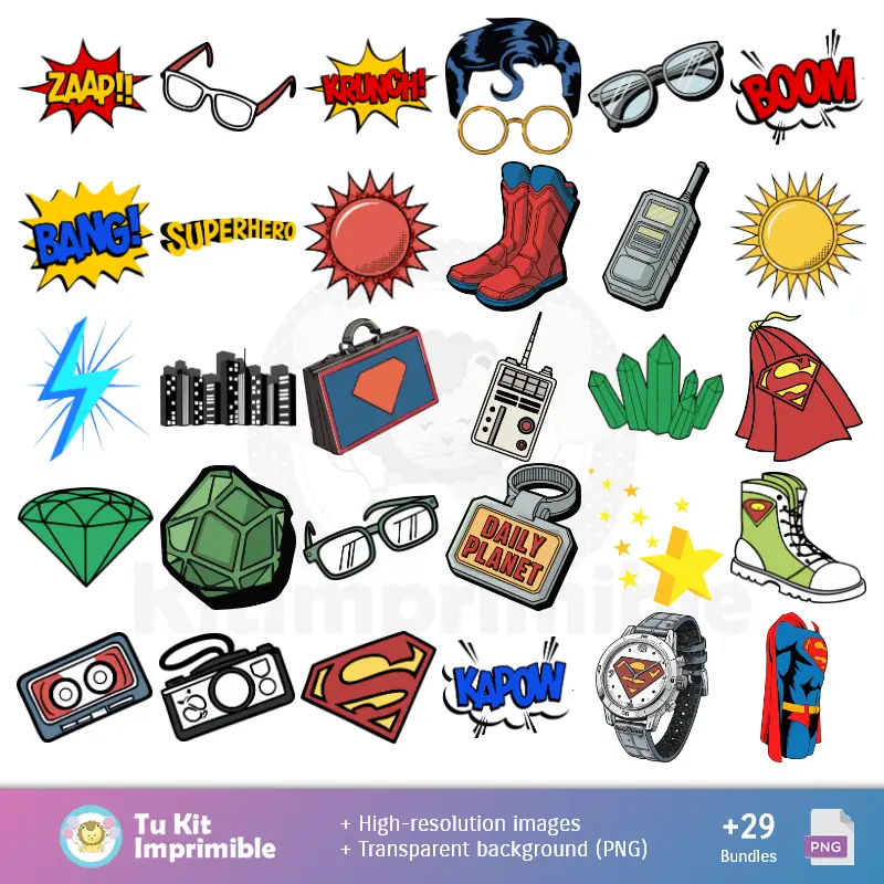 Accesorios | Modelli e texture di Superman - Scrapbook e Kit di partito