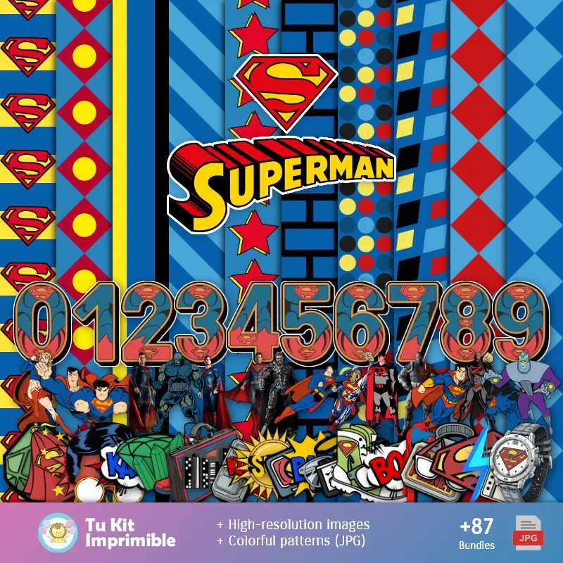 スーパーマンパターンとテクスチャ - スクラップブックとパーティーキット