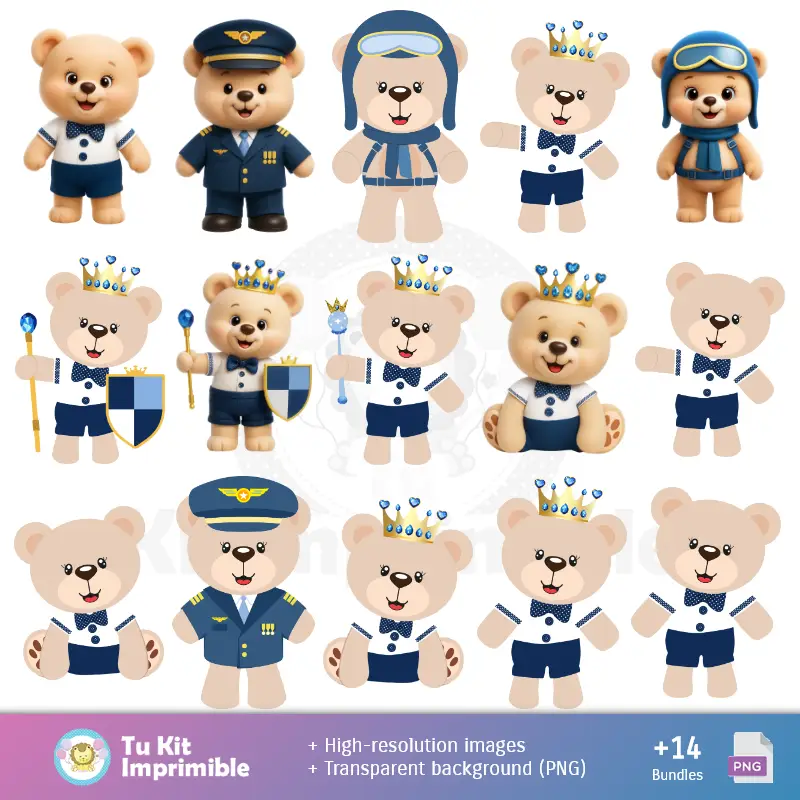 Personajes | carta da parati Prince Blue Bear - Carte decorative digitali