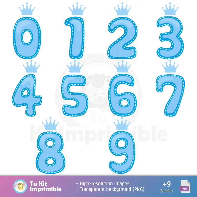 Números Temáticos | carta da parati Prince Celeste Bear - Decorazione digitale