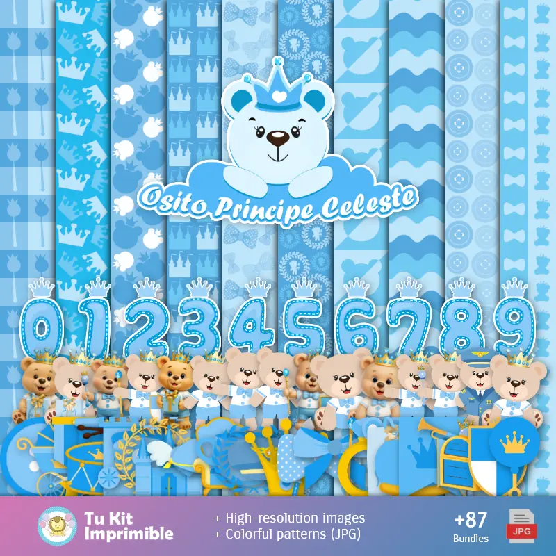 carta da parati Prince Celeste Bear - Decorazione digitale