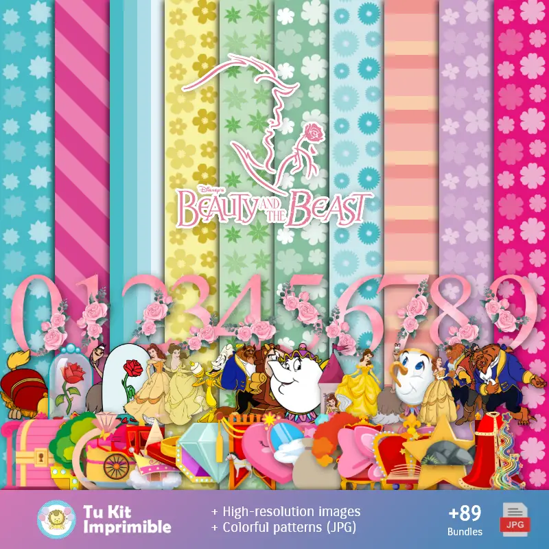 The Bella and The Beast - Digital Decoration Papers