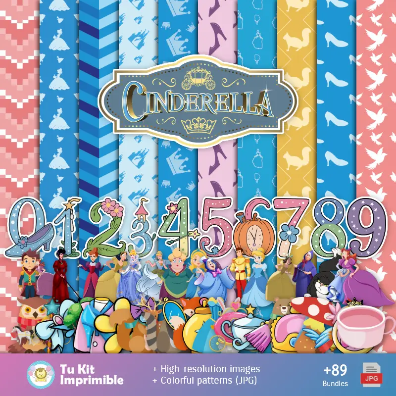 Números Temáticos | Die Cinderella Muster und Texturen - Scrapbook und Party Kits