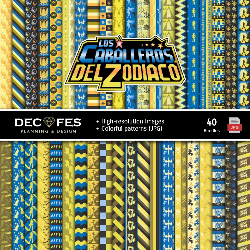 Fondos | The Knights of the Zodiac Digital Paper Set - Фонтаны для Fiestas и Scrapbooking
