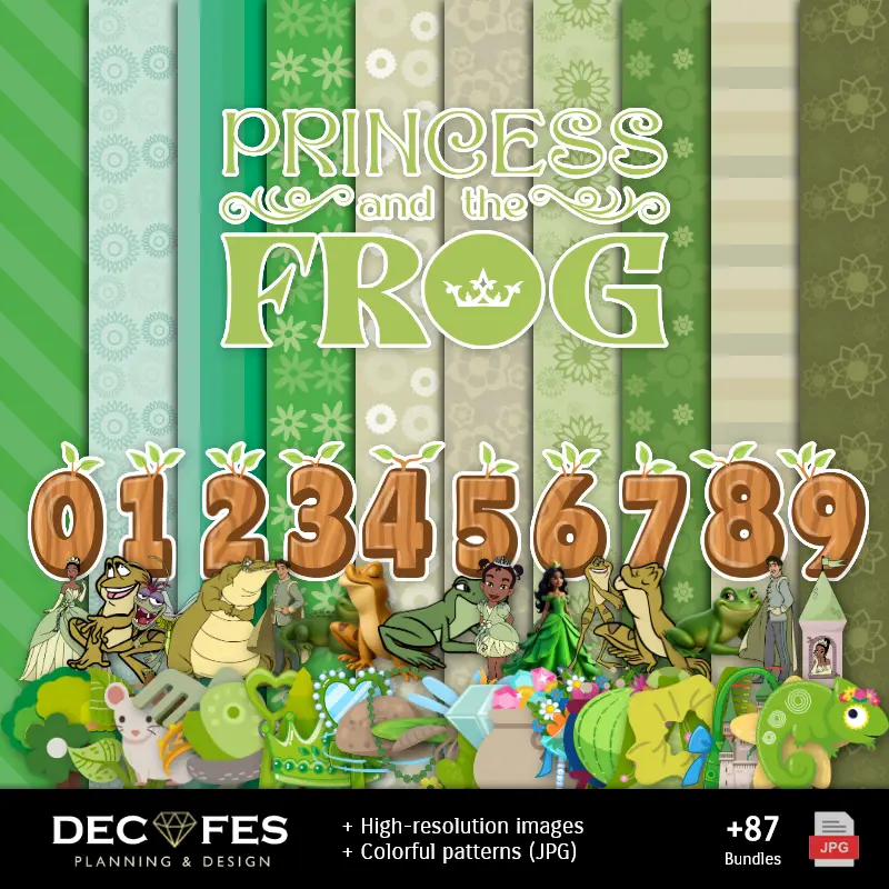 Personajes | Papel Digital A Princesa e o Sapo - Imprimíveis para Scrapbook e DIY