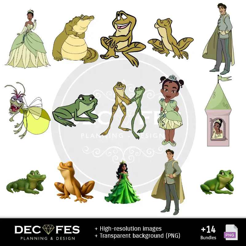 Personajes | Papel Digital A Princesa e o Sapo - Imprimíveis para Scrapbook e DIY