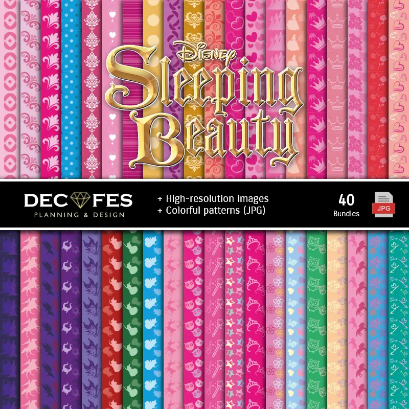Fondos | Set de Papeles Digitales La Bella Durmiente - Fundos para Festas e Scrapbooking