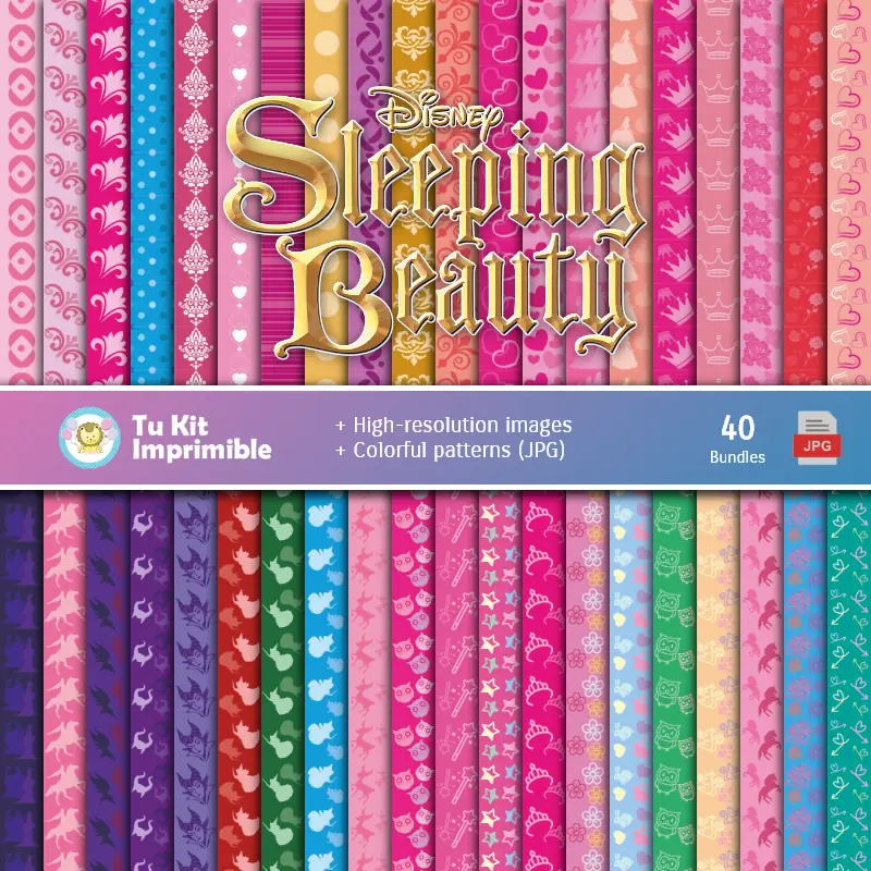The Sleeping Beauty Digital Paper Set - Fondazioni per Festival e Scrapbooking