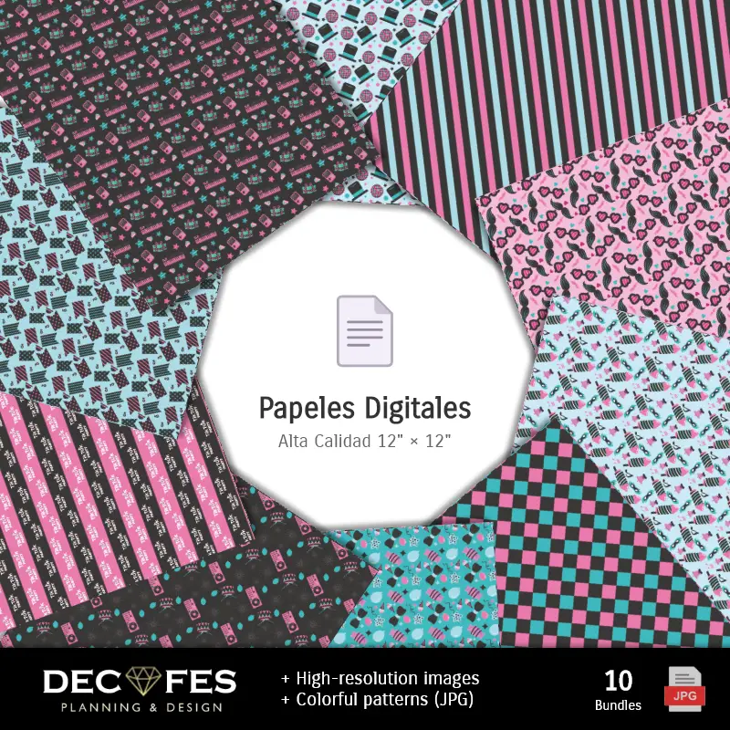 Collages | TikTok Party Digital Paper - Stampabile per Scrapbook e fai da te