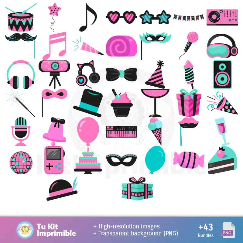 Accesorios | Fundos TikTok Party - Papeles Digitales para Decoração