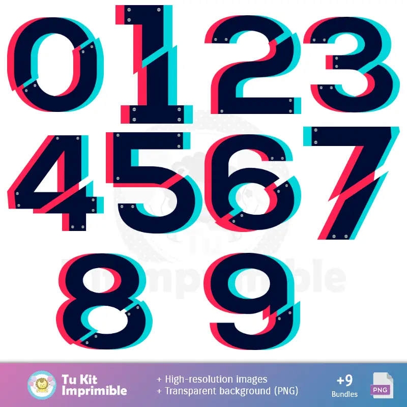 Números Temáticos | TikTok Party Patterns and Textures - Scrapbook and Party Kits