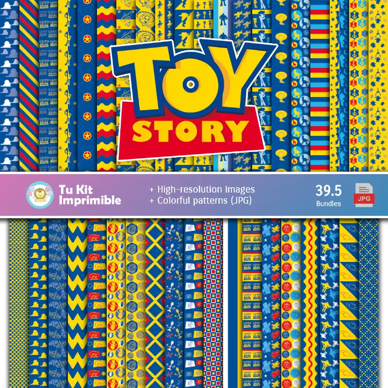 Toy Story Ensemble de papier numérique - Fondations pour les festivals et la scrapbooking