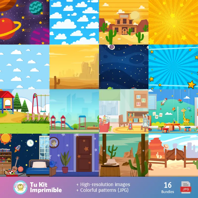 Fondos | Toy Story patterns and textures - Scrapbook and party kits