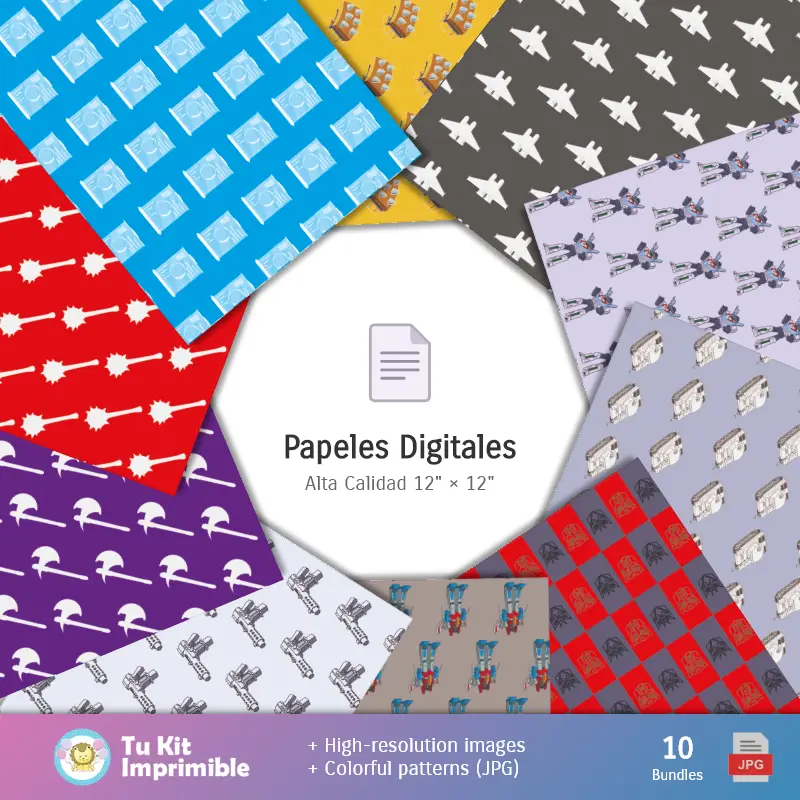 Collages | Transformers Patterns and Textures - Scrapbook et kits de soirée