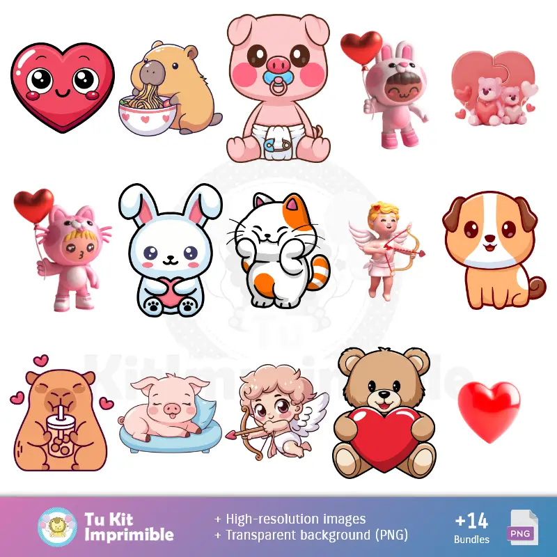 Personajes | Valentinstag Muster und Texturen - Scrapbook und Party Kits