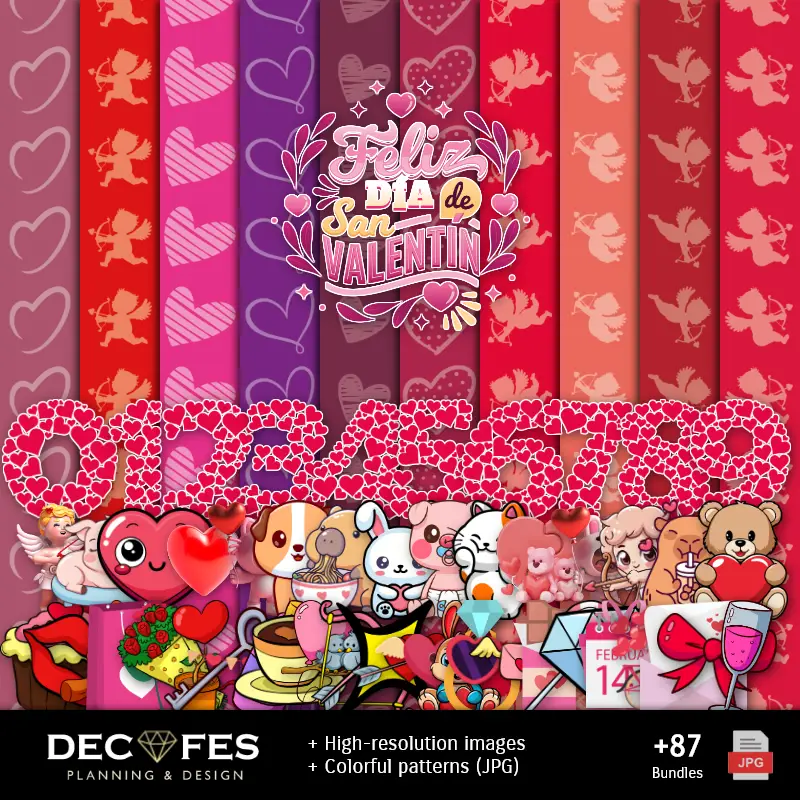 ورقة (فالانتين) الرقمية (المطبوعة لـ (سكوراب بوك و (دي