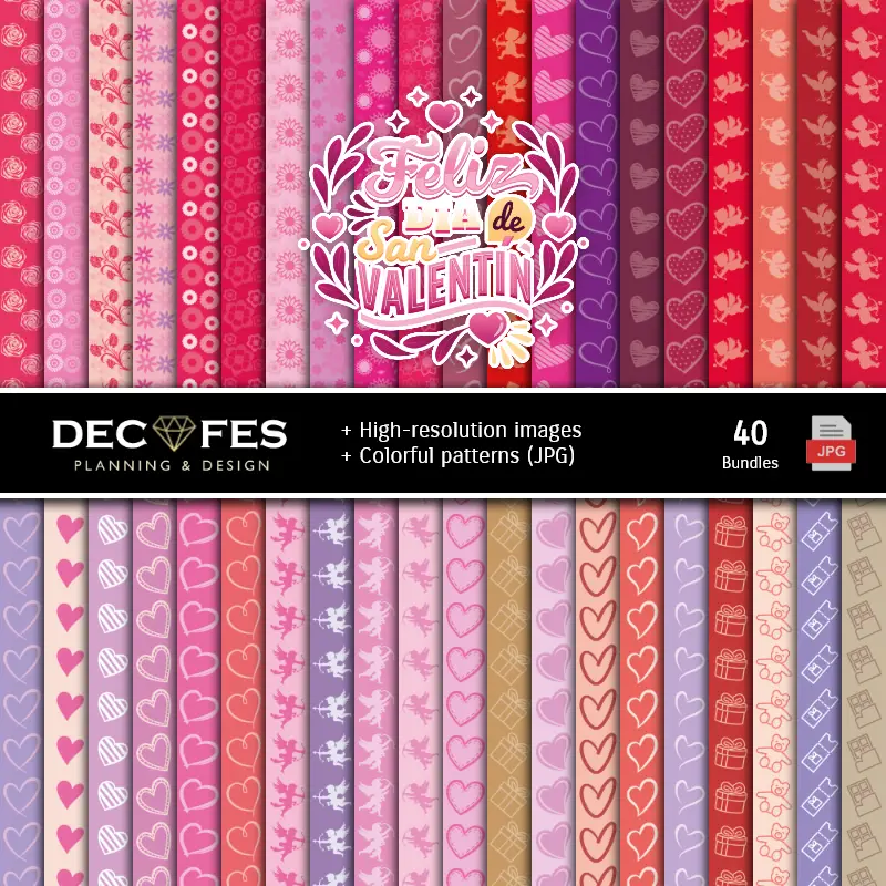 Fondos | Valentine's Digital Paper Set - Festivals and Scrapbooking Funds