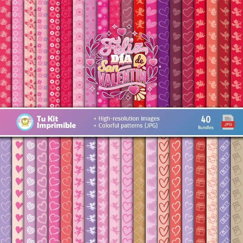 Valentine's Digital Paper Set - Festivals und Scrapbooking Fonds