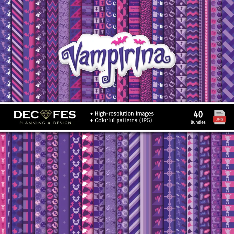 Fondos | Set de Papel Digitales Vampirina - Fundos para Festas e Scrapbooking