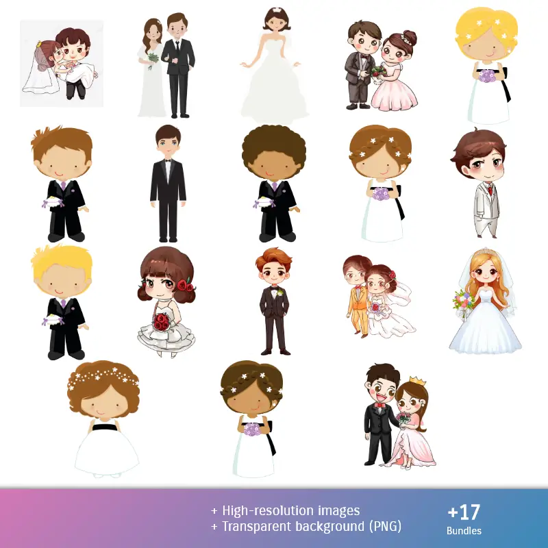 Personajes | Wedding Wallpapers - Digital Decor Papers