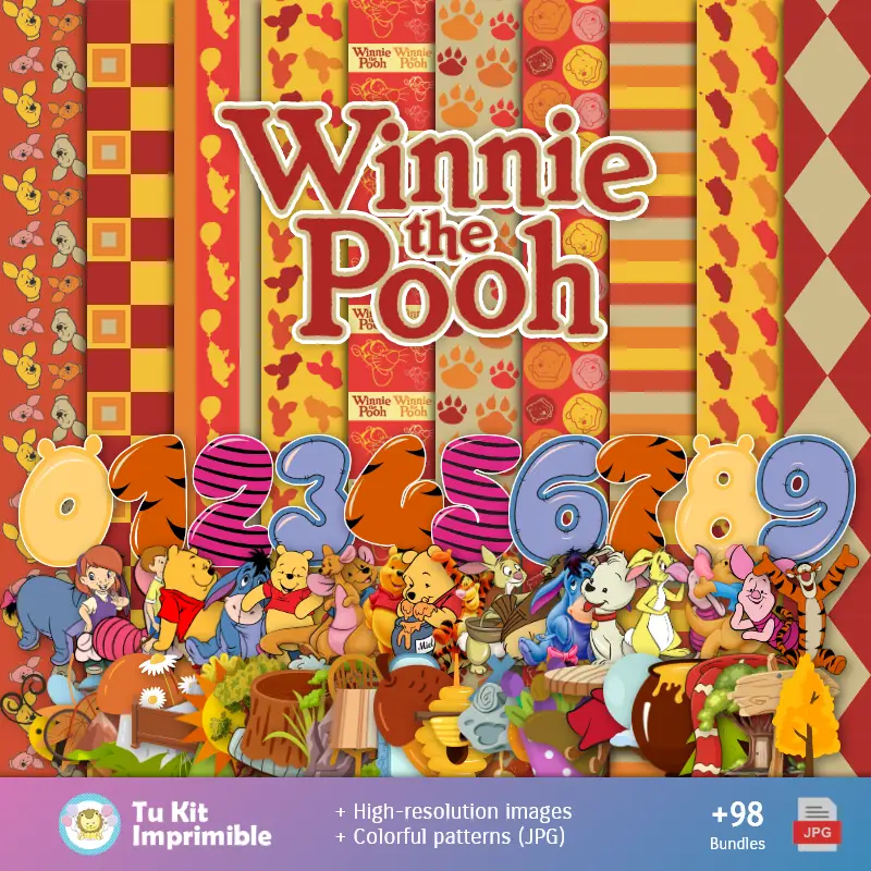 Winnie il Pooh modelli e texture - Scrapbook e kit partito