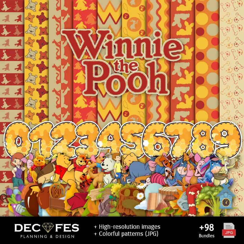 Winnie le papier numérique Pooh - Imprimable pour Scrapbook et bricolage