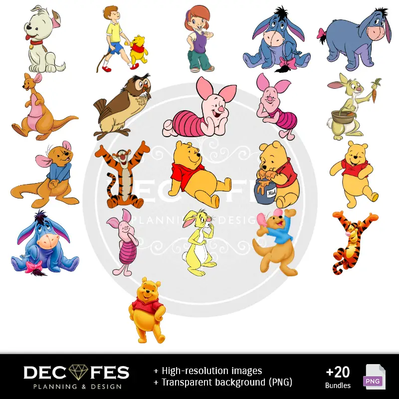 Accesorios | Winnie the Pooh Digital Paper - Druckbar für Scrapbook und DIY