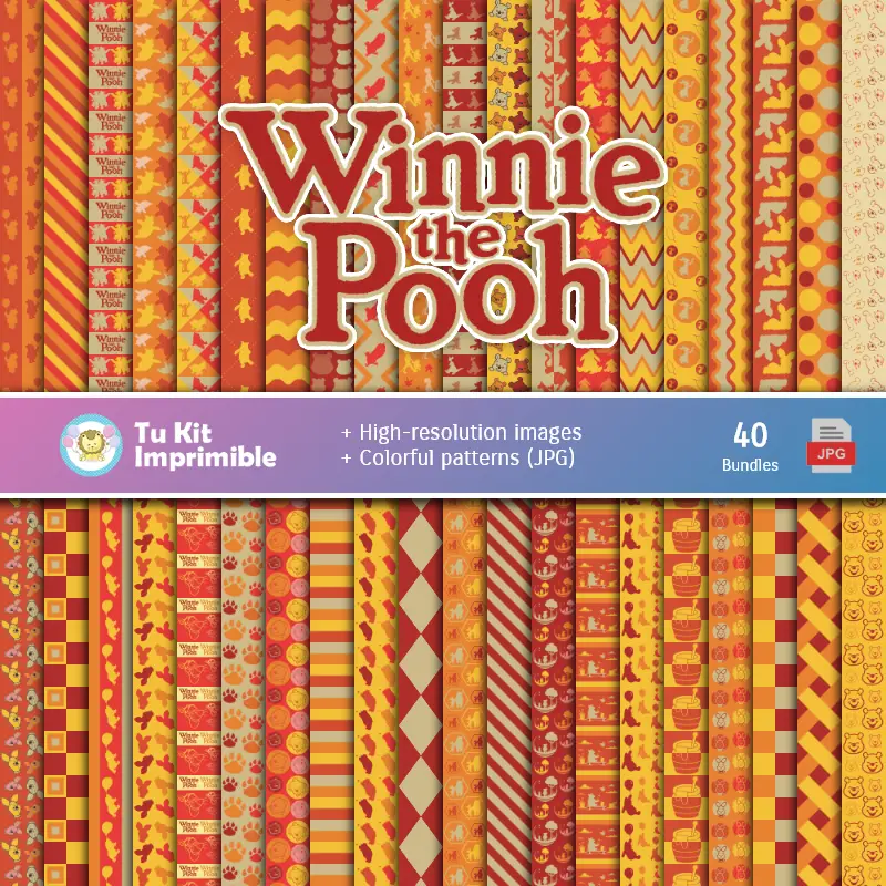 Winnie the Pooh Digital Paper Set - Fondazioni e Scrapbooking
