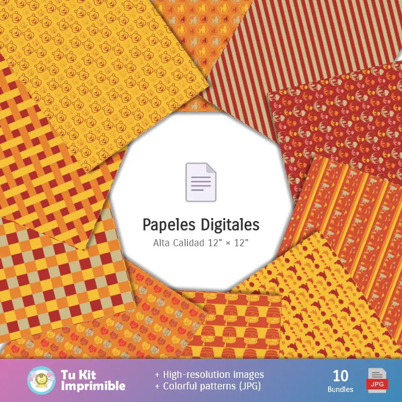 Collages | Fundos Winnie the Pooh - Papeles Digitales para Decoração