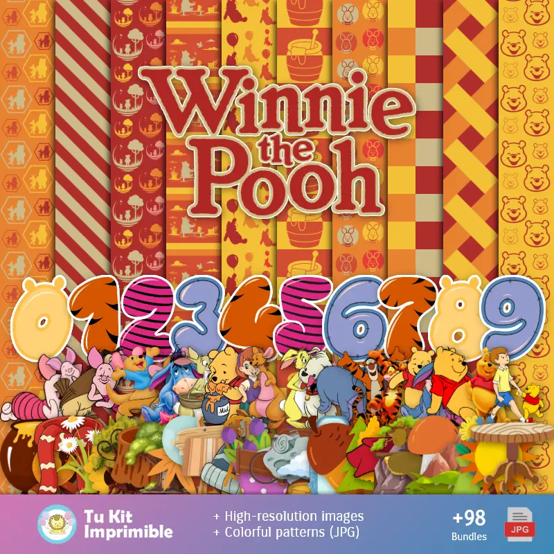 Fondos | Fundos Winnie the Pooh - Papeles Digitales para Decoração