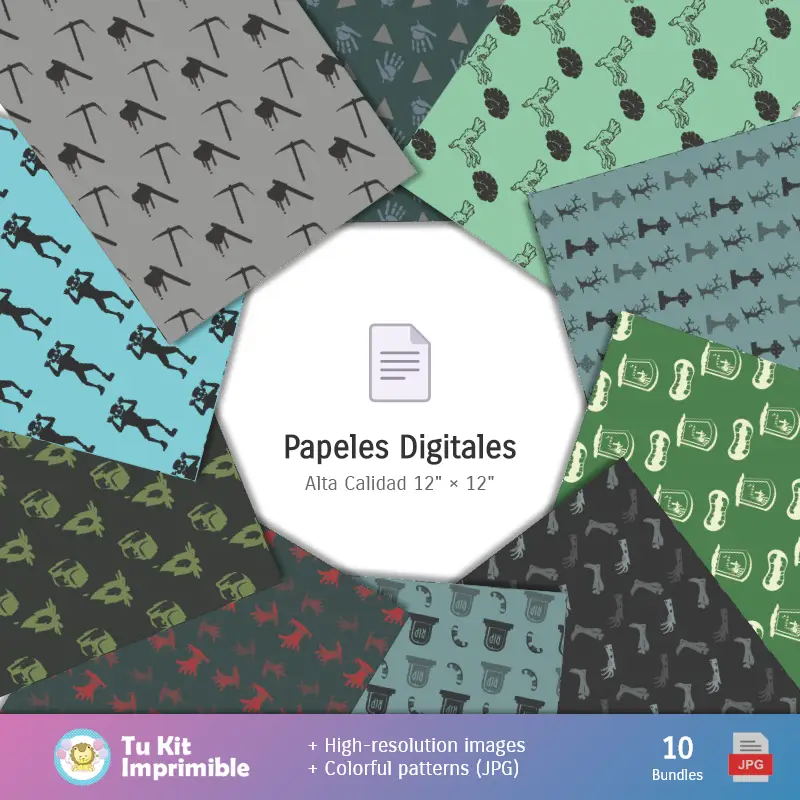 Collages | Modelli di zombie e texture - Scrapbook e Kit di partito