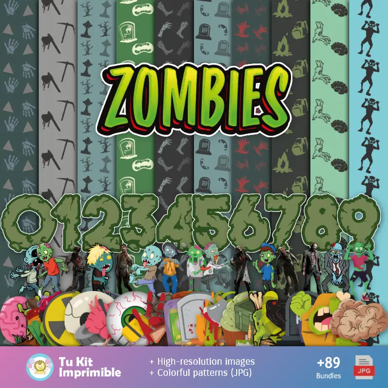 Modelli di zombie e texture - Scrapbook e Kit di partito