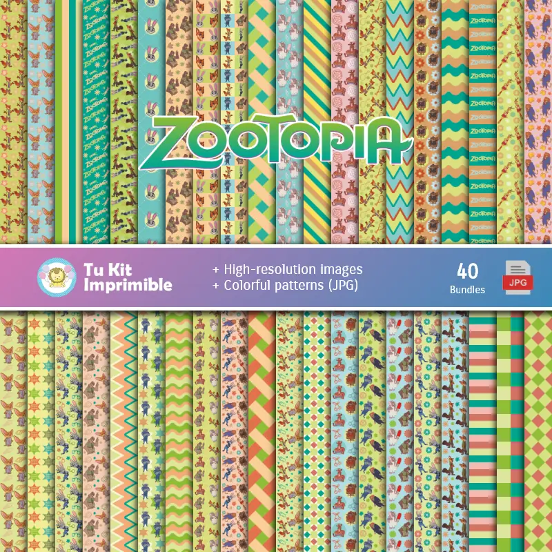 Zootopie Ensemble de papier numérique - Festivals et Scrapbooking